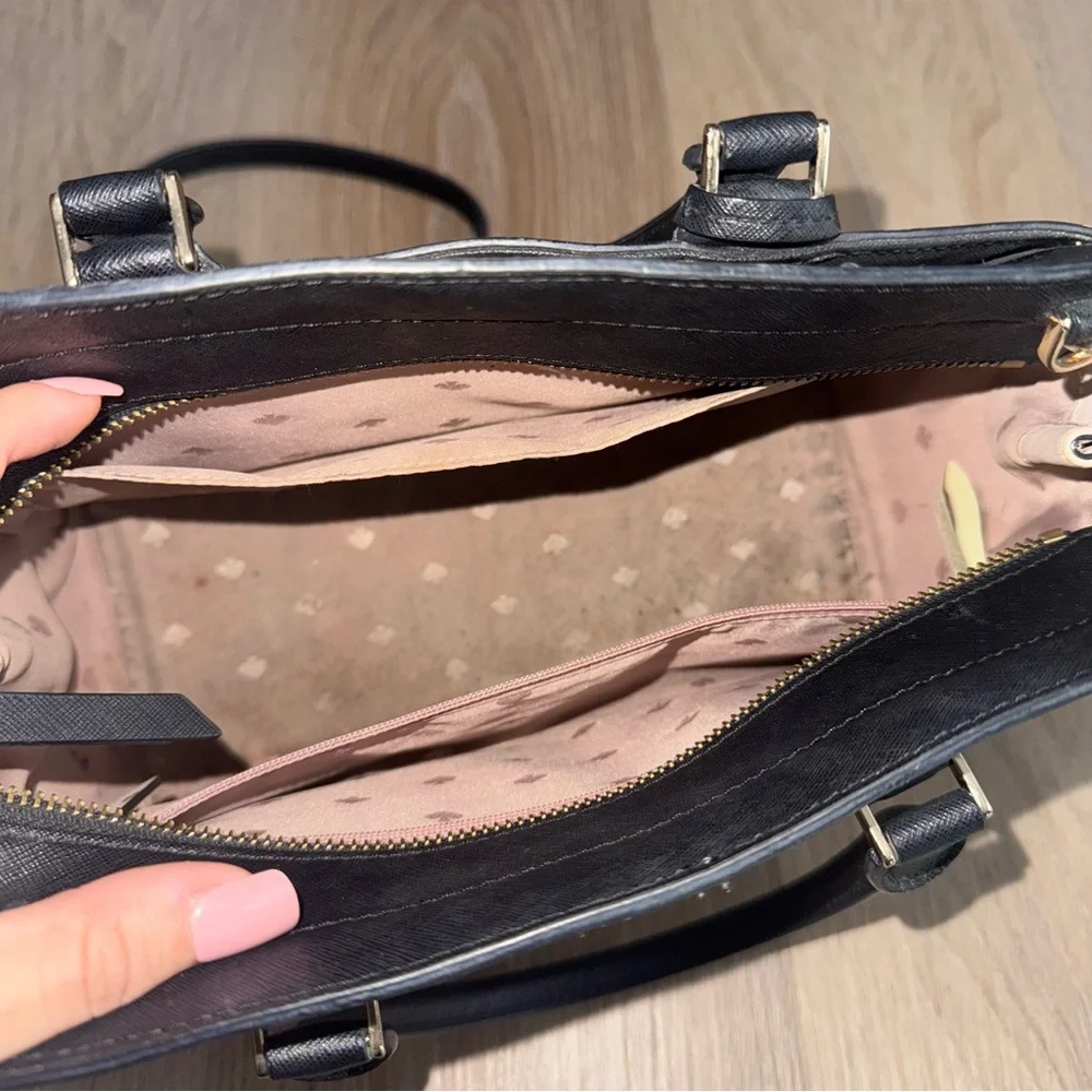 Kate Spade Light Pink & Black Crossbody Tote Bag & Matching Wallet